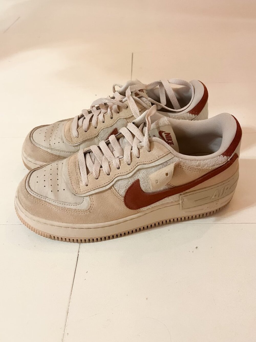 Nike Air Force 1 - Shadow Shimmer Low Top Platform Sneakers Pink Cream Red